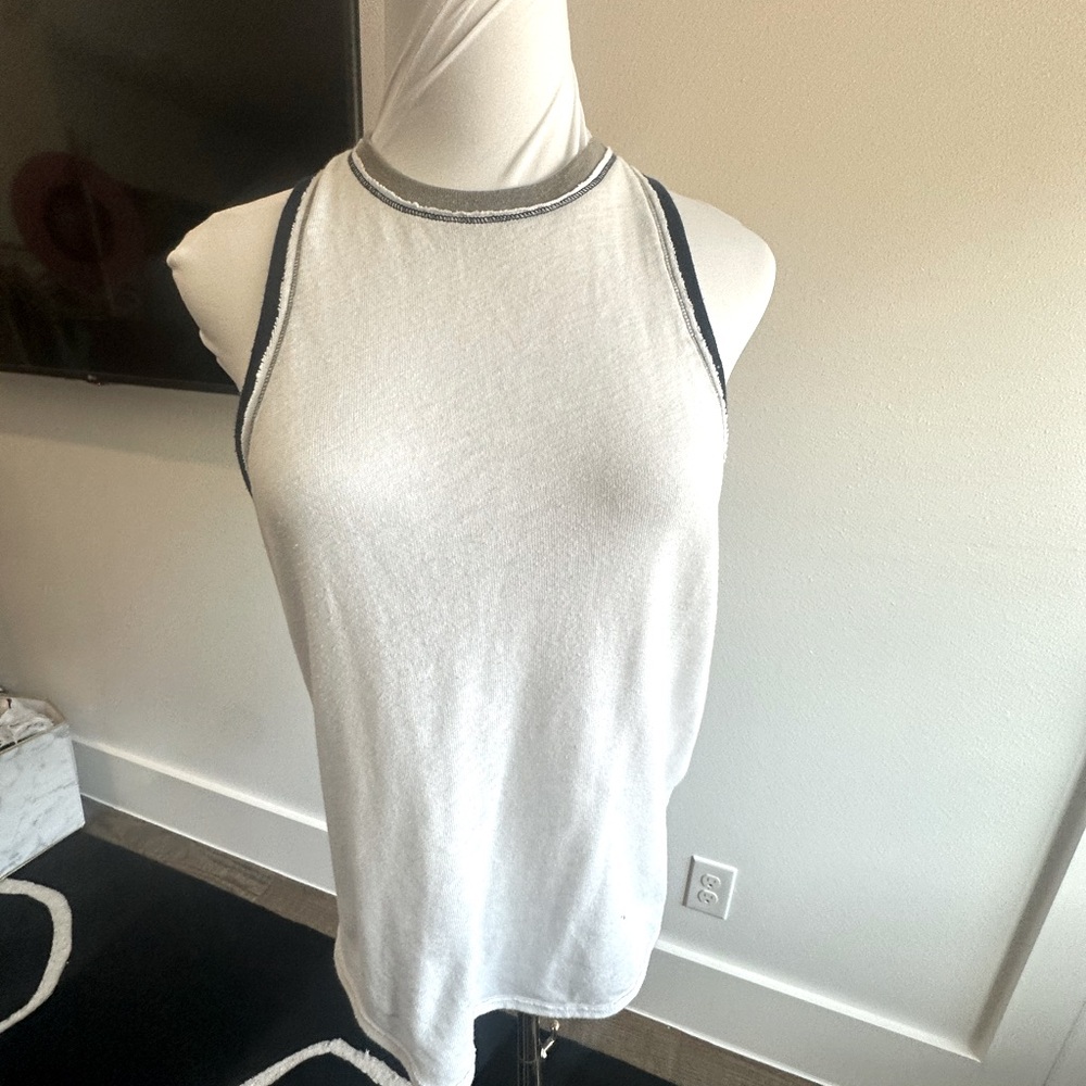 Free the people white, navy and gray tank